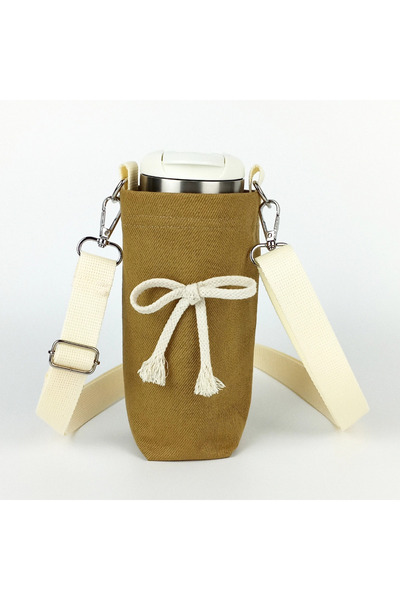 woodycord El Yapımı 0,5 Litrelik Matara Termos Kılıfı Fiyonk Hardal