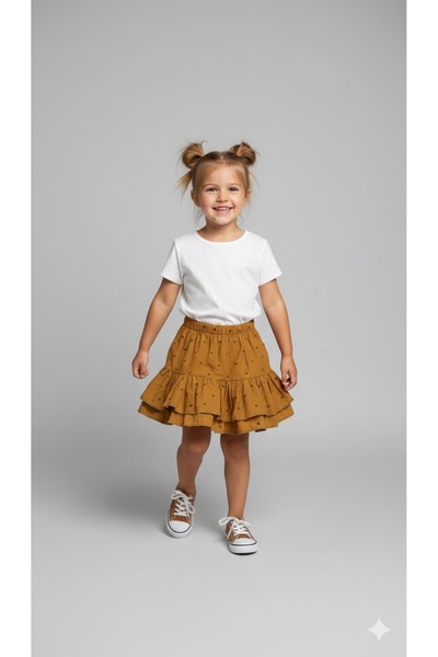 BabyDia Girl's Ruffle Detailed Polka Dot Mini Skirt