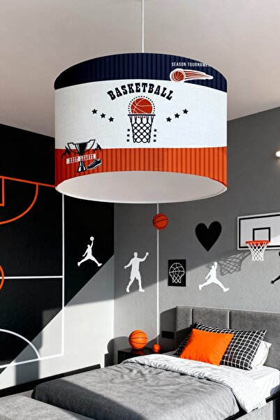 EVPANYA Basket Sezonu Şeritli Basketbol Desenli Çocuk Odası Avize