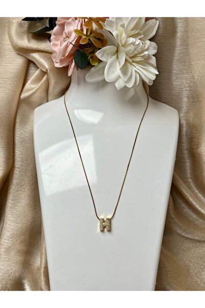 KOLYECHİ Zirkon Taşlı İnce Zincirli Harfli Kolye | Gold Rengi | Pırlanta Görü...