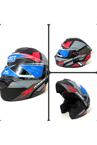 X-One Modular motorcycle helmet - Design Black/Grey cu accente Roșii