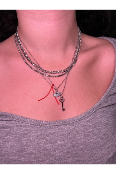 Fiamoss Anahtar Ve Yelpaze Detaylı Set Kolye