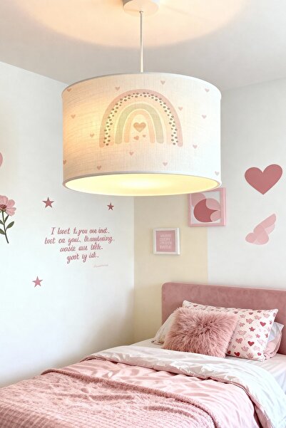 EVPANYA Minik Kalpler Gökkuşağı Desenli Çocuk Odası Avize