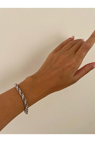 stainless steell Interlocking Oval Silver Steel Bracelet