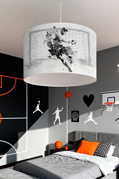 EVPANYA Siyah Beyaz Futbolcu Desenli Çocuk Odası Avize