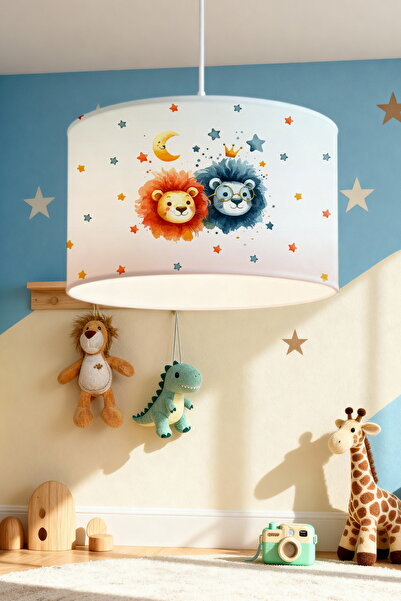 EVPANYA Aslan Kafaları Desenli Çocuk Odası Avize