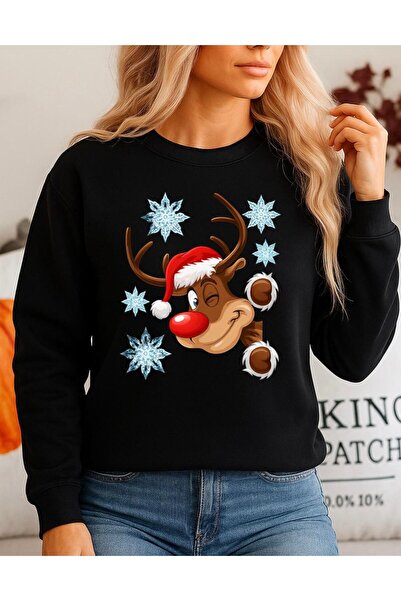 OEM Hanorac negru 100% bumbac Căprioară drăguță