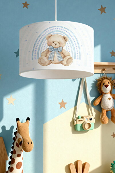 EVPANYA Mavi Gökkuşaklı Şirin Ayıcık Desenli Çocuk Odası Avize