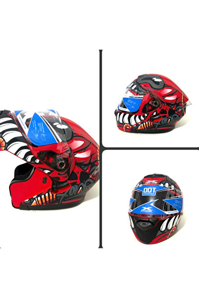 X-One Cască modulară pentru motocicletă - Model Red Beast, Design Agresiv