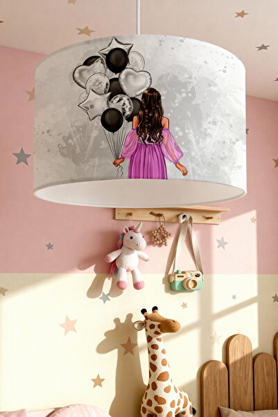 EVPANYA Mor Elbiseli Party Kız Desenli Çocuk Odası Avize