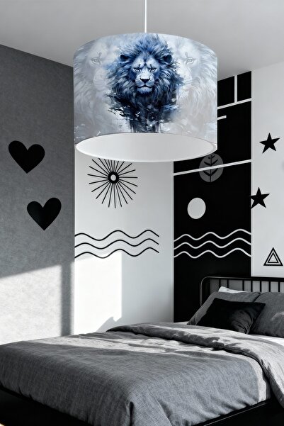 EVPANYA Lacivert Kral Aslan Desenli Çocuk Odası Avize