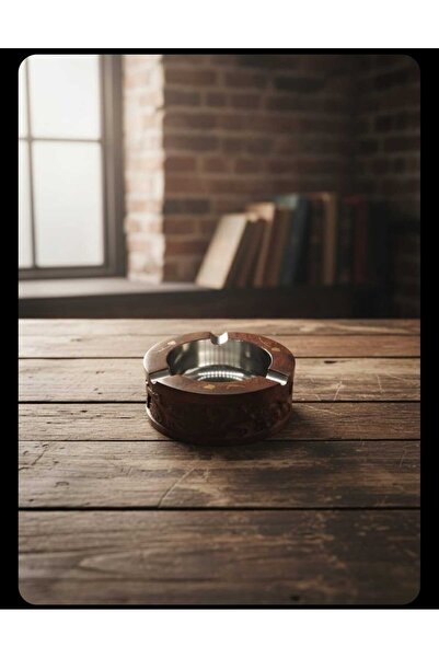 WoodBay Stainless Steel Round Rosewood Ashtray-Wooden Ashtray Small Size