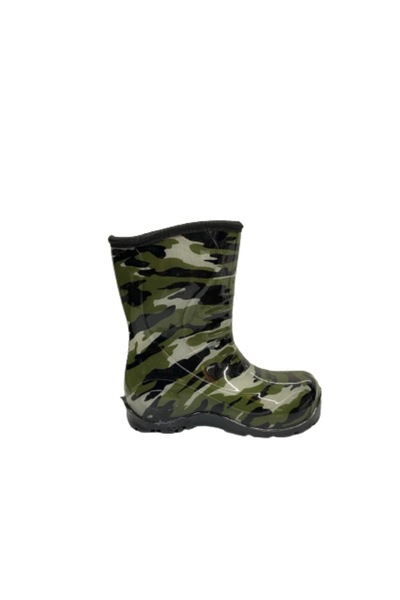 ZÜMHA Green Camouflage Waterproof Children's Rain Boots with Wool Inside