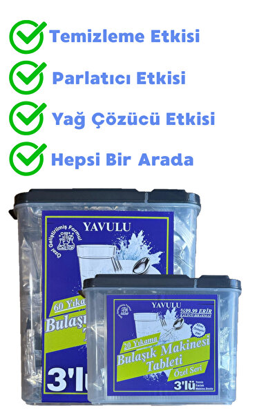 yavulu Bulaşık Makinesi Tableti Üç Etki Tek Tablette Özel Kapaklı Kutusunda 50 Yıkama (50 Tablet)