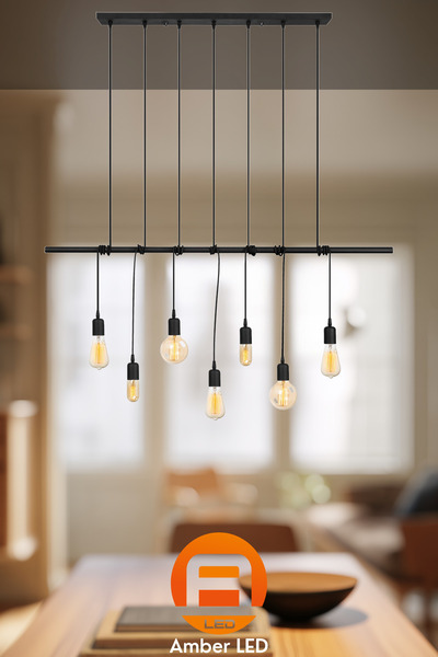 AmberLED Rustik 7'Li Sarkıt Avize Metal Gövdeli Salon ve Yatak Odası İçin