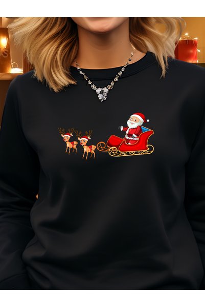 Free Tarz Deer Santa Claus New Year Premium Sweatshirt