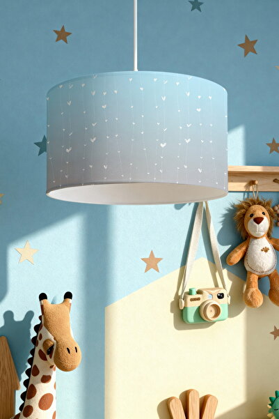 EVPANYA Mavi Gri Ip Kapler Desenli Çocuk Odası Avize