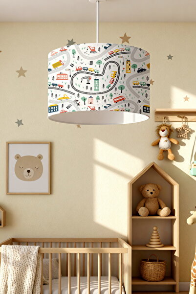 EVPANYA Beyaz Şehir Trafik Desenli Çocuk Odası Avize