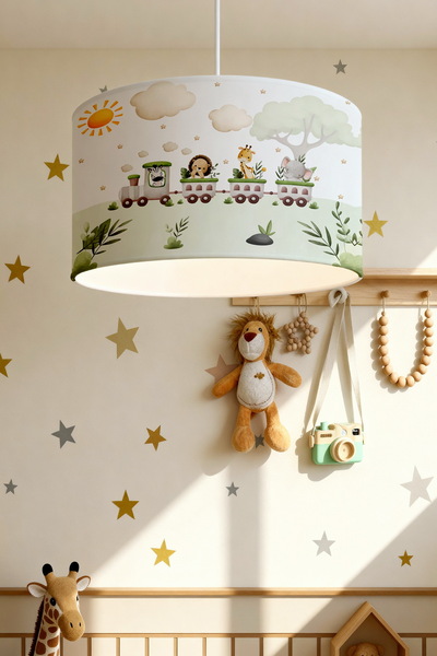 EVPANYA Doğa Safari Treni Desenli Çocuk Odası Avize