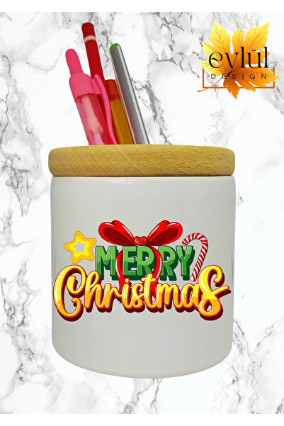 Eylül Design هدية عيد الميلاد المجيد لعام مطبوع من السيراميك الخشبي بتفاصيل د...