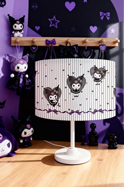 EVPANYA Striped Heart Kuromi Patterned Children's Room Lampshade