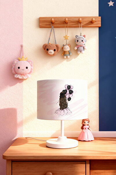 EVPANYA Pink Balloon Girl Patterned Children's Room Lampshade