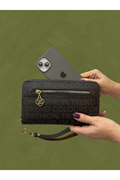 shiny ever Portofel de damă din piele maro cu curea de transport la încheietu...