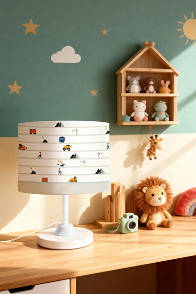 EVPANYA Construction Vehicles Patterned Children's Room Lampshade