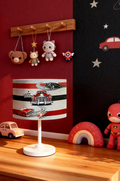 EVPANYA Striped Red Car Patterned Children's Room Lampshade