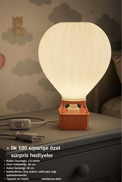 Rekatech Sıcak Hava Balonu Tasarımlı Masa & Gece Lambası - Çocuk Odası Dekora...