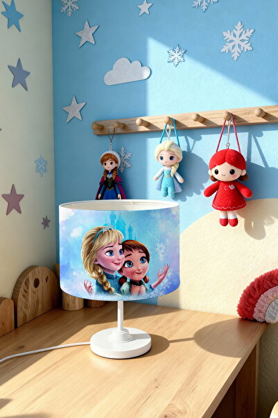 EVPANYA عاكس الضوء لغرفة الأطفال منقوش عليه شخصيات إلسا وآنا باللون الأزرق