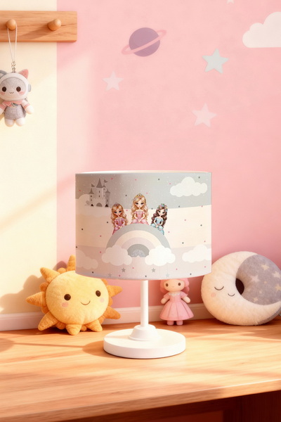 EVPANYA عاكس الضوء لغرفة الأطفال بنمط الأميرات الرمادية بألوان قوس قزح