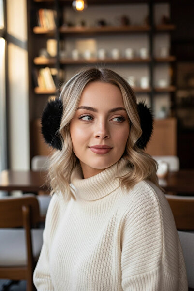 PRVT Siyah Peluş Kulaklık – Kışlık Sıcak Tutma, Yumuşak, Şık Kulak Koruyucu