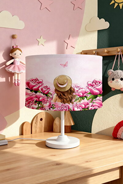 EVPANYA Girl in the Rose Garden Patterned Children's Room Lampshade