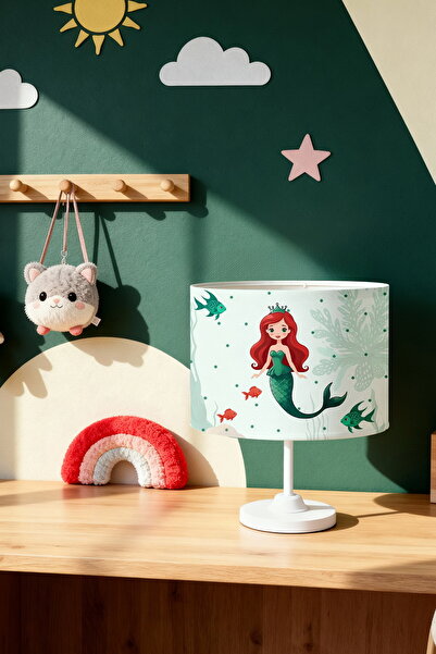 EVPANYA Red Mermaid Patterned Children's Room Lampshade