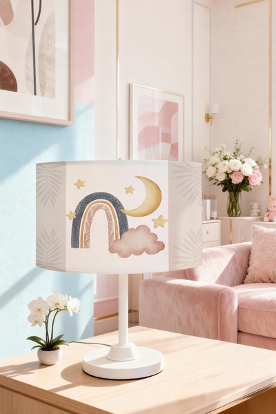 EVPANYA Crescent-Star Rainbow Patterned Children's Room Lampshade