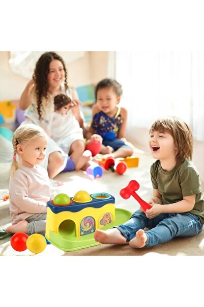 OEM Hammer toy and 3 colored balls, educational activities and color recognition