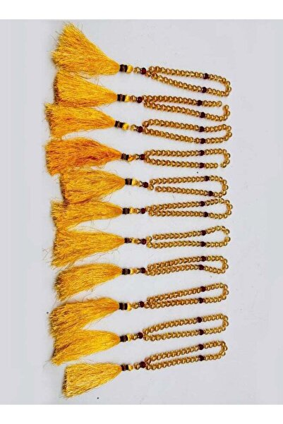 M.A Traders مسبحة من العقيق الذهبي/الرخام - مجموعة من ١٢ قطعة - ٣٣ حبة لكل قط...