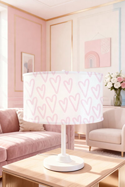EVPANYA Pink Dream Hearts Patterned Children's Room Lampshade