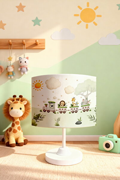 EVPANYA Nature Safari Train Patterned Children's Room Lampshade