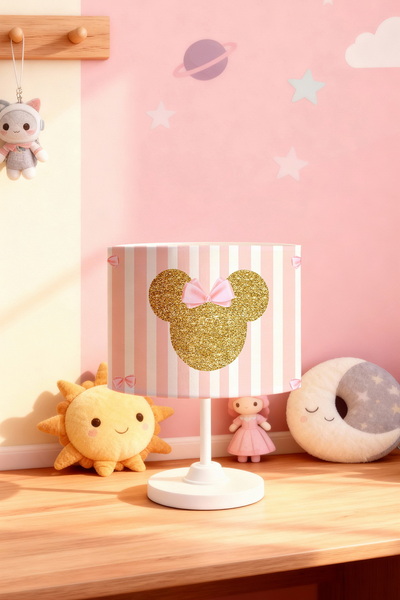 EVPANYA Pink Bow Minnie Patterned Children's Room Lampshade