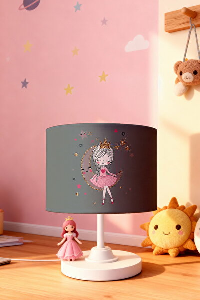 EVPANYA Gray Princess on the Moon Patterned Children's Room Lampshade