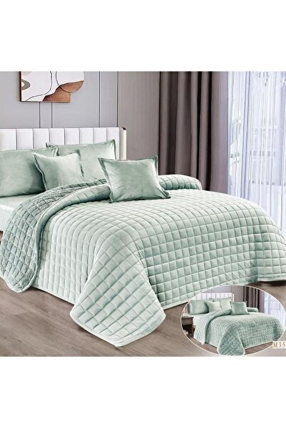 Reiashn Compact bedspread, velvet faux fur, Tiffany color, winter size, single and a half
