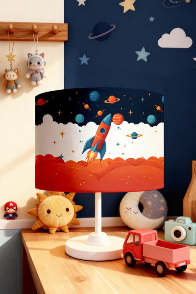 EVPANYA عاكس الضوء لغرفة الأطفال بنمط الفضاء باللون الأزرق الداكن والأحمر