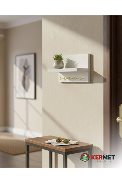 KermetHome Anahtar Askısı-5 Kanca Beyaz Anahtarlık Duvar