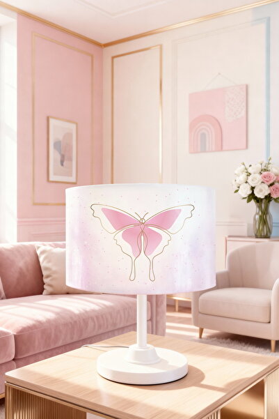 EVPANYA Kelebekler 6 Desenli Çocuk Odası Abajur