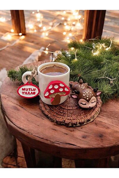 RivelCandle Sınırlı Üretim Sevimli Geyik ve Mantar Figürlü Türk Kahvesi Finca...