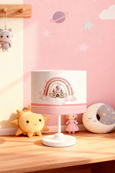 EVPANYA عاكس الضوء لغرفة الأطفال بنمط قلعة قوس قزح الوردي
