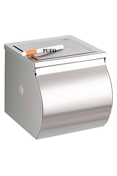 PUFO aluminum toilet paper holder for the bathroom– elegant dispenser with lid, wall mounting, 13 cm