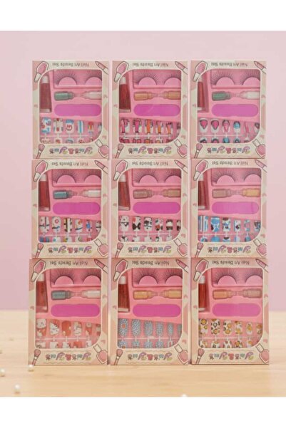 Eva Rose 1 paket Kız Çocuk Makyaj Seti takma Tırnak takma kirpik saç ve vücut...